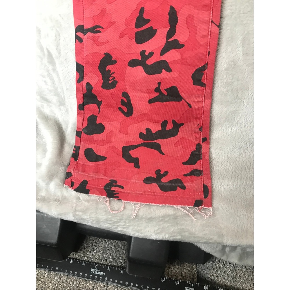 Valabasas Red Camo Carpenter Jeans Mens Flare Leg Raw Hem Streetwear Denim 35x39 - Picture 10 of 16